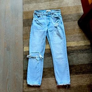 Abercrombie “the mom” high rise distressed jean